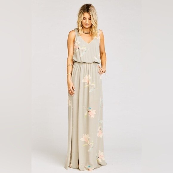Show Me Your Mumu Kendall Maxi Dress Floral Taupe Gray NWT Womens Size Small - Picture 1 of 12